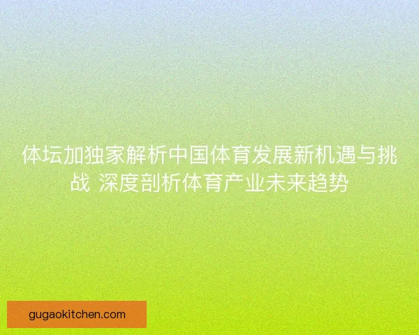 体坛加独家解析中国体育发展新机遇与挑战 深度剖析体育产业未来趋势
