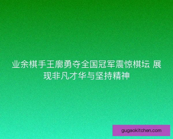 业余棋手王廓勇夺全国冠军震惊棋坛 展现非凡才华与坚持精神